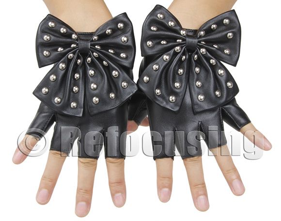 Luva de couro Lady Gaga Fashion sem ponta