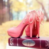 Sapato Scarpin Rosa com Amarras
